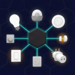 Zigbee-Mesh mit Smart-Home-Geräten rund um einen zentralen Hub